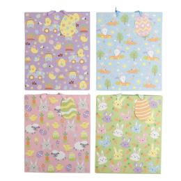 24 Bulk Gift Bag Easter Xl W/extra Wide Gusset 4ast 10.6 X 12.6 X 7.75in Matte Finish/label