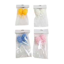 24 Bulk Easter Egg Pick 2pk Flower Covered 9in L 4ast Colors/pbh