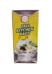 24 Bulk 40-Piece 13 Gal Draw String Bag White With Vanilla