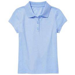 36 Bulk Girl's Short Sleeve Stretch Pique Polo Shirt L.blue Size 4-6