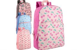 24 Bulk 17 Inch Printed Backpack Assorted Prints