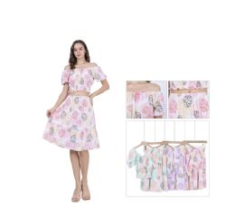 36 Bulk Ladies 2 Pcs Top and Skirt Set One Dozen Mix Colors and Mix - Size S/m - L/xl