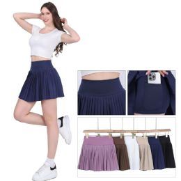 60 Bulk Women's Golf Skirt With Pocket Stretchy High Waist Built-in Shorts One Dozen Mix Size and Mix Colors Size S/M, L/XL