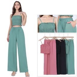 48 Bulk Lady's 2pcs Set Tan Top And Pants One Dozen Mix Colors And Mix Sizes Size S/m, L/xl