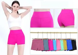 72 Bulk Women's HigH-Waist Athletic Yoga Shorts S/m, L/xl