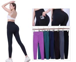 48 Bulk Women's Butt Lifting Legging With Pocket Mix Color And Mix Sizes S/m, L/xl