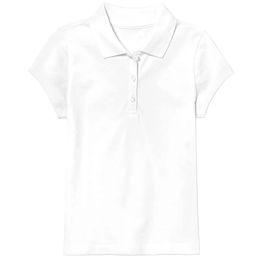 36 Bulk Girl's Short Sleeve Stretch Pique Polo Shirt White Size 4-6