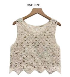 96 Bulk Women's Bohemian Diamond Lattice Crochet Tank Top One Size