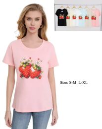 48 Bulk Women's Sweet Strawberry Graphic T-Shirt S/M-L/xl