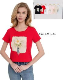 48 Bulk Women's Painted Daisy Bouquet Graphic T-Shirt S/M-L/xl