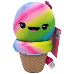 12 Bulk Laur Diy Plush Rainbow Ice Cream Pet Rope Toy With Squeaker