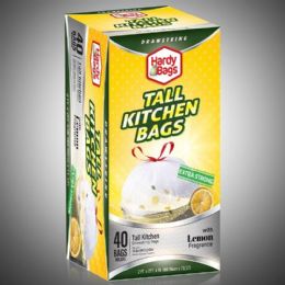 24 Bulk 13gal Drawstring Bag 40-Piece White With Lemon