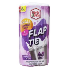 72 Bulk 48-Piece Hardy Bag 4gal Flap Tie Garbag Bag With Lavender Scent