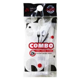 144 Bulk 24-Piece Plastic HEAVY DUTY CLEAR COMBO IN BAG