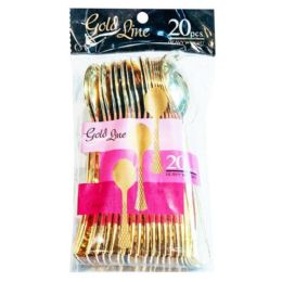 48 Bulk 20-Piece Plastic GOLD CUTLERY SPOON IN BAG