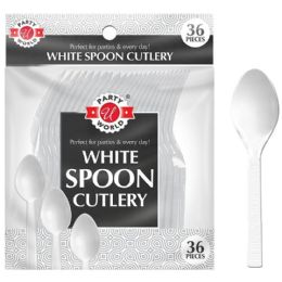 144 Bulk 36-Piece WHITE SPOON CUTLERY