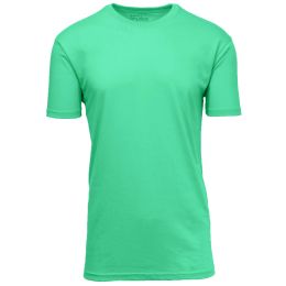 24 Bulk Men's Fitted Crew Neck Tee Turquoise Size M-2xl