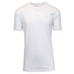 24 Bulk Men's Fitted Crew Neck Tee White Size M-2xl