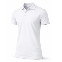 24 Bulk Men's Dry Fit MoisturE-Wicking Polo Shirt White Small