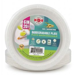 72 Bulk 6" BIODEGRADABLE ROUND PLATE 20-Piece