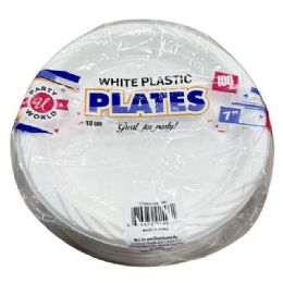 12 Bulk 7" ROUND WHITE PLATE IN BAG 100-Piece