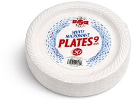 24 Bulk 9" WHITE MICROWAVE PLATE 50 -Piece