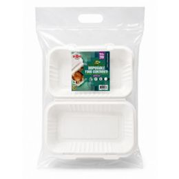 24 Bulk 9"X6" BIODEGRADABLE LUNCH BOX 20-Piece