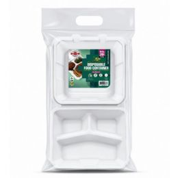 24 Bulk 9"X9" BIODEGRADABLE FOOD CONTAINERS 3-Section 20-Piece