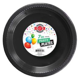 72 Bulk 7" ROUND BLACK PLATE 15-Piece