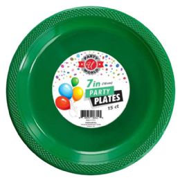 72 Bulk 7" ROUND GREEN PLATE 15-Piece