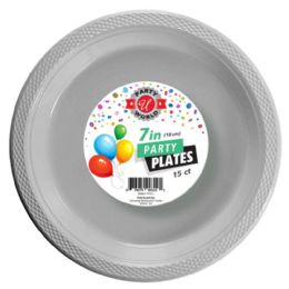 72 Bulk 7" ROUND LIGHT Silver PLATE 15-Piece