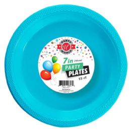 72 Bulk 7" ROUND LIGHT Turquoise PLATE 15-Piece