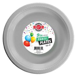 48 Bulk 9" ROUND Silver PLATE 10-Piece