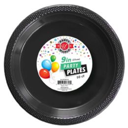 48 Bulk 9" ROUND Black PLATE 10-Piece