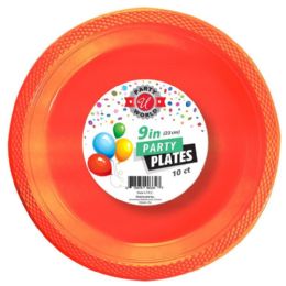 48 Bulk 9" ROUND Orange PLATE 10-Piece