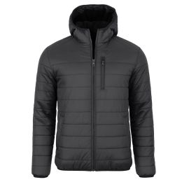 12 Bulk Men's SherpA-Lined Hooded Puffer Jacket Charcoal Small