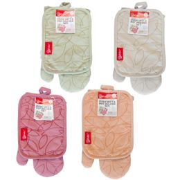 36 Bulk 2pk Solid Kitchen Oven Mitt And Pot Holder Set (leaf)