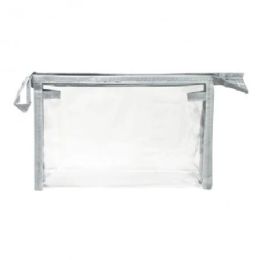 34 Bulk Clear Vinyl Gusseted Zippered Pouch 8 In. X 5 In. X 2.4 In.