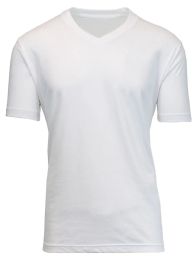 24 Bulk Men's Short Sleeve V-Neck Tee White S
