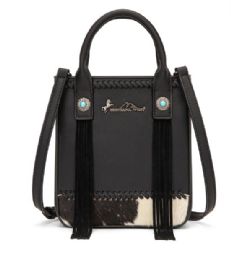 12 Bulk Montana West HaiR-On Cowhide Fringe Tote/crossbody - Black