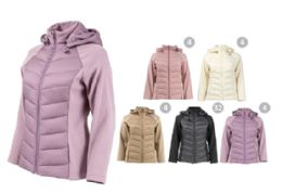 48 Bulk Women's Hooded Hybrid Quilted Jacket Assorted Size S/M-Xl/xxl
