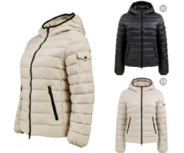48 Bulk Hooded Quilted Puffer Jacket With Sleeve Pocket Assorted Size S/M-Xl/xxl