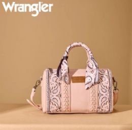4 Bulk Wrangler Braided Paisley Bandana Boston Bag - Pink