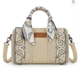 4 Bulk Wrangler Braided Paisley Bandana Boston Bag - Tan