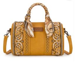 4 Bulk Wrangler Braided Paisley Bandana Boston Bag - Yellow