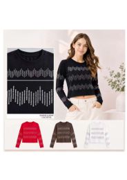 24 Bulk Women's Long Sleeve Top Graphic And Heart Love Detail