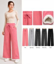 24 Bulk Wide Leg Sweatpants With Rhinestone Detail