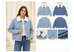 24 Bulk Denim Jacket With Faux Fur Collar