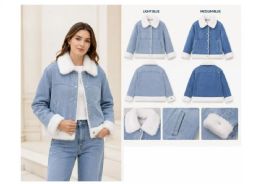 24 Bulk Denim Jacket With Faux Fur Collar And Cuff