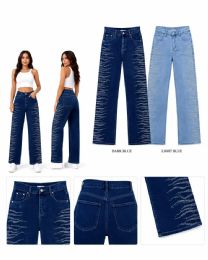 48 Bulk Women's Straight Leg Jeans With Rhinestrone Detail